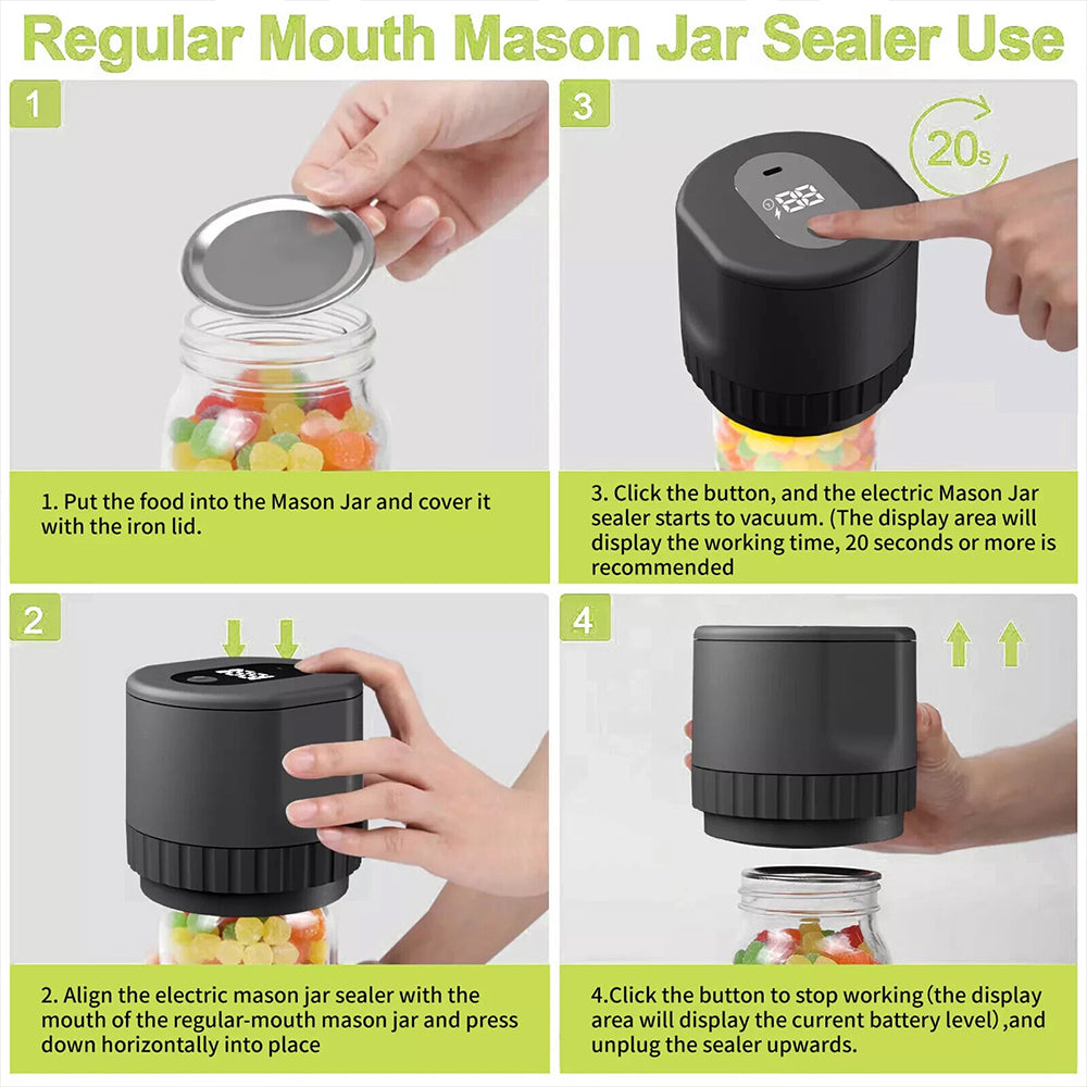 Electric Mason Jar Vacuum Sealer Kit Full Automatic Jar Sealer Mason Jar Lids