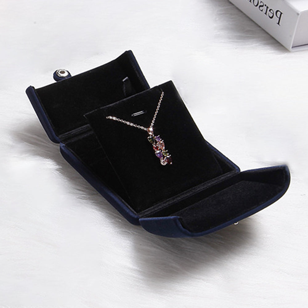 Small Double Open Jewelry Box - Velvet Gift Case for Necklace Earrings Rings