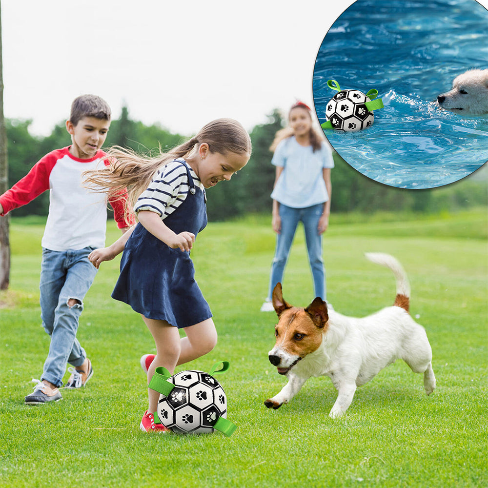 Dog Soccer Ball Grab Tabs Interactive Pet Dog Toy Football with Ball Pump