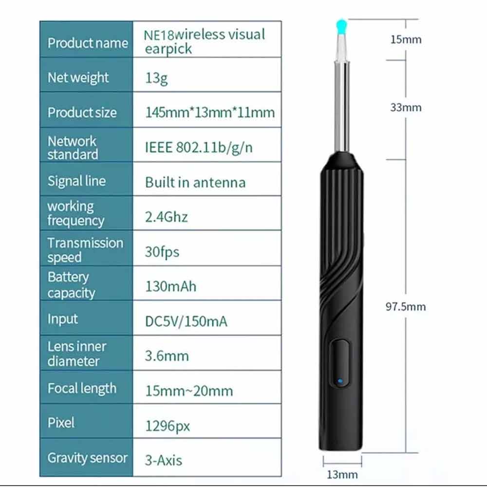 Wireless Ear Wax Remover Camera HD Ear Endoscope Spoon Pick Cleaning Tools Kit