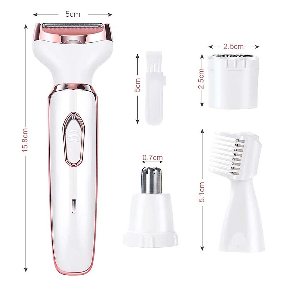 Cordless 4 in 1 Electric Lady Shaver Rechargeable Painless Razor Bikini Trimmer