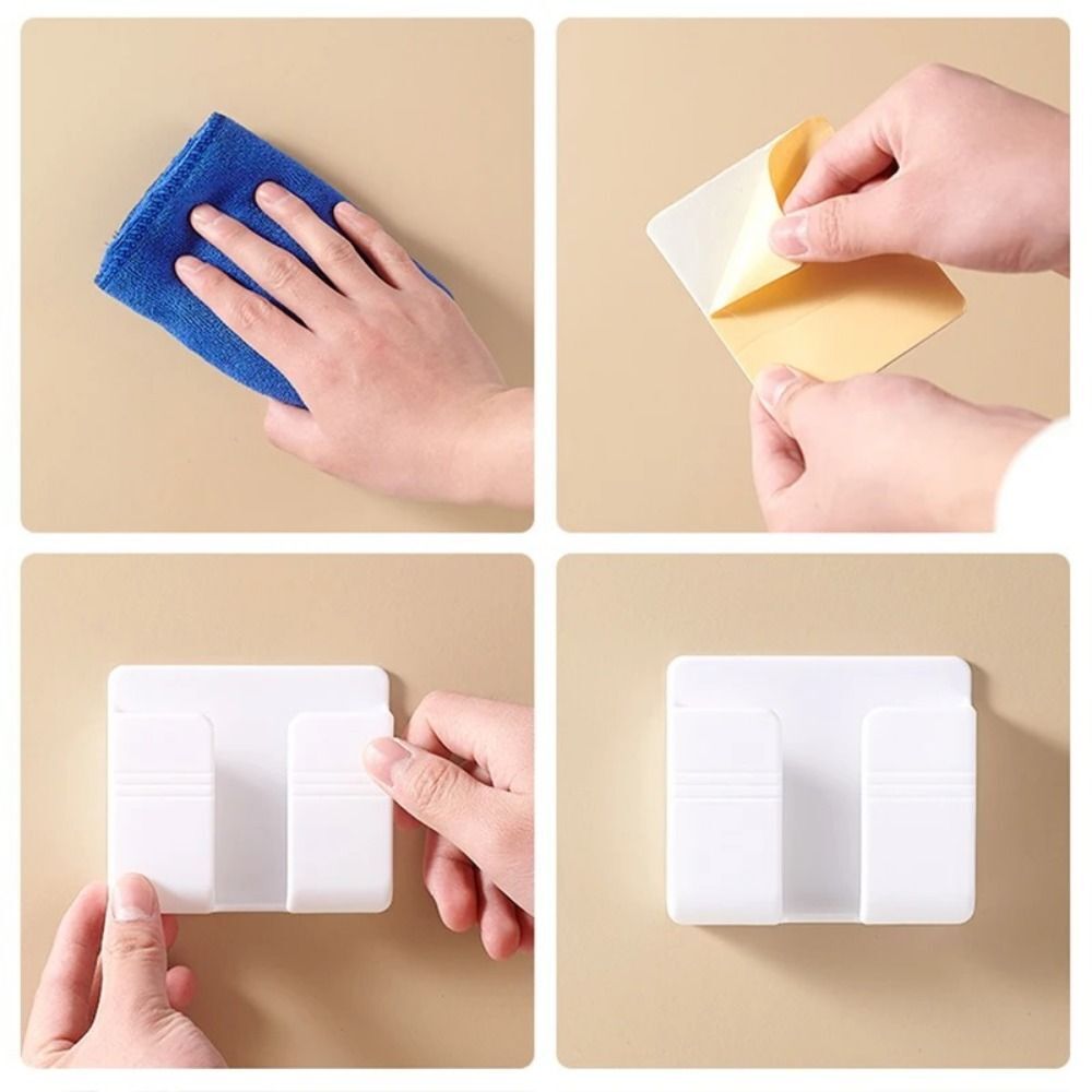 4Pcs Wall Mounted Remote Control Storage Rack Mobile Phone Holder Home Decor