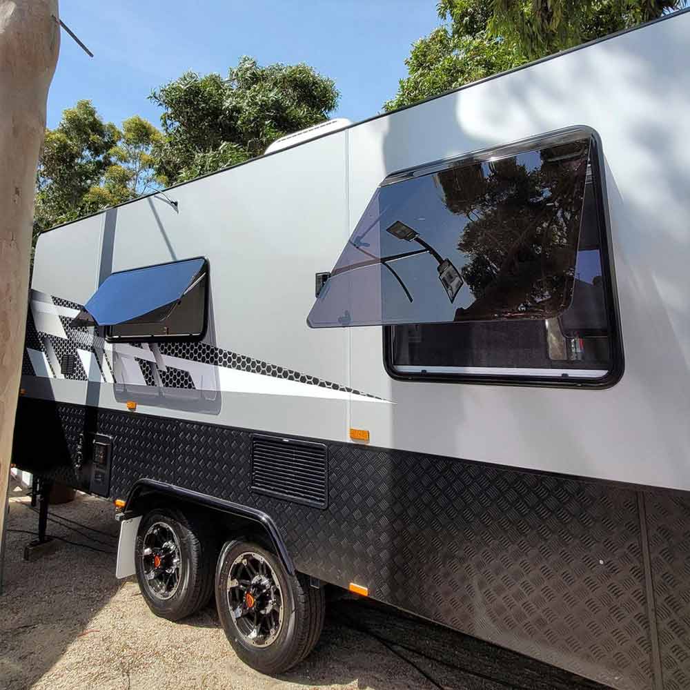 RV Caravan 300*700mm Push Out Flat Window Locking Handle with Strut Attachment