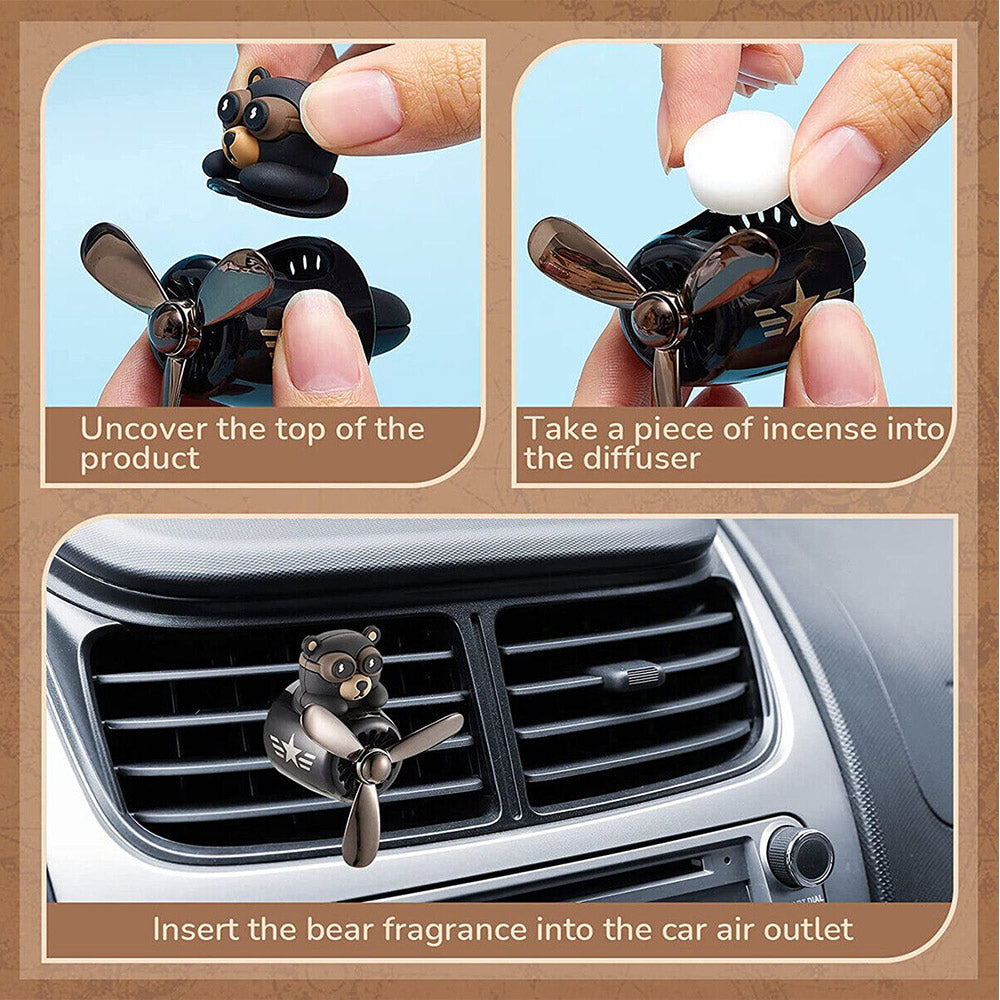 Car Air Freshener Cool Cute Bear Car Air Vent Outlet Scented Clip Aroma Diffuser