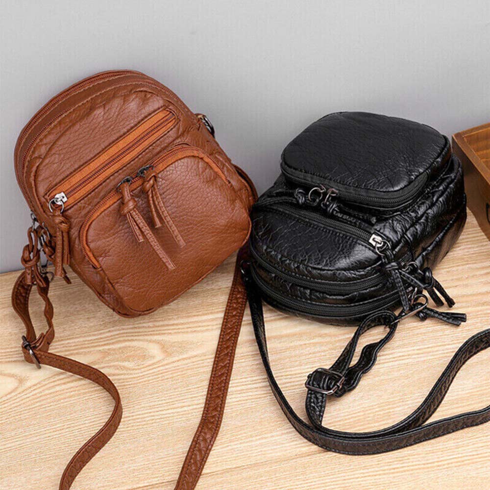 Hot Women PU Leather Crossbody Bag Small Multi Layer Large Capacity Phone Bag