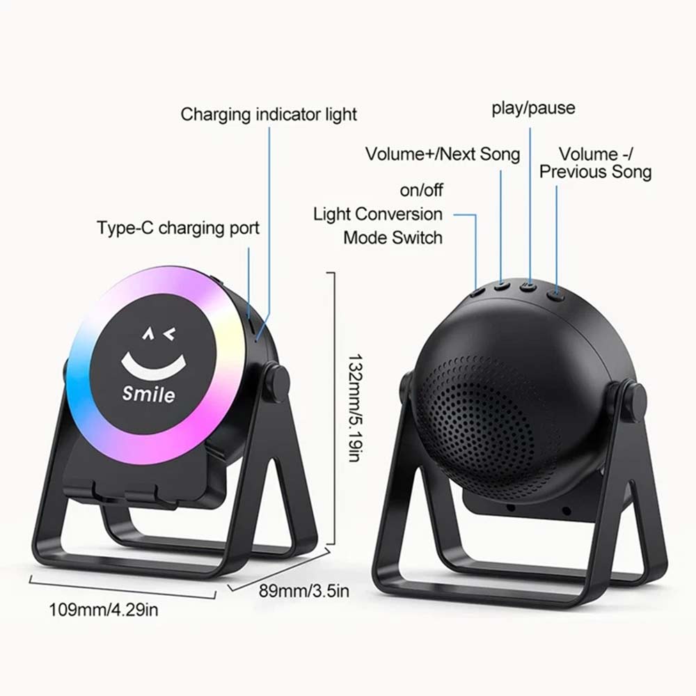 4-in-1 Wireless Induction Bluetooth Speaker - Rechargeable Phone Stand with Light