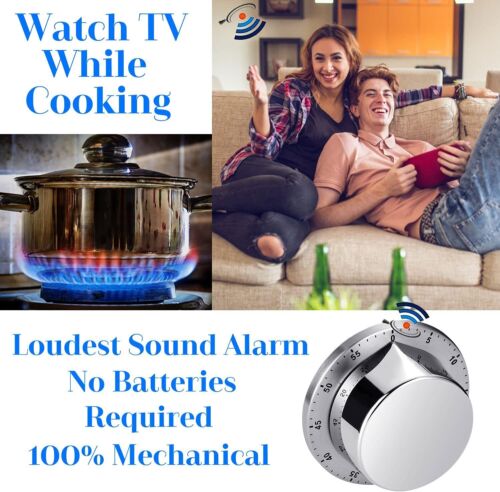Magnetic Kitchen Timer, Chef Cooking Timer Clock with Loud Alarm Mechanical