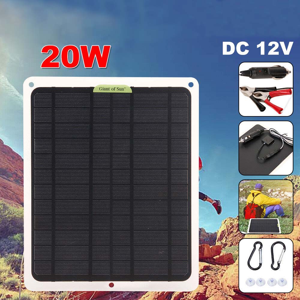 22W Watt Solar Panel Trickle Charger 12V Battery Charger RV Boat Car Camping