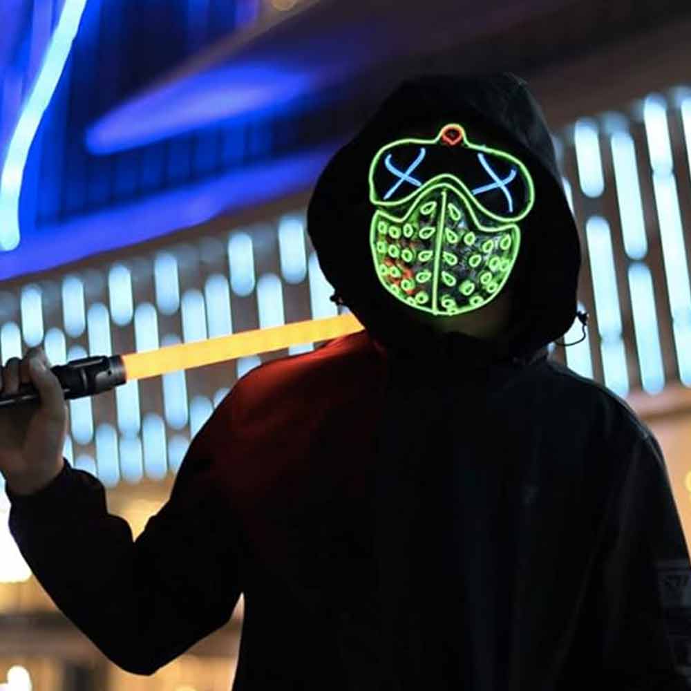 LED Mask WD,Wire Light Up For Halloween Festival Costume Cosplay Christmas Party