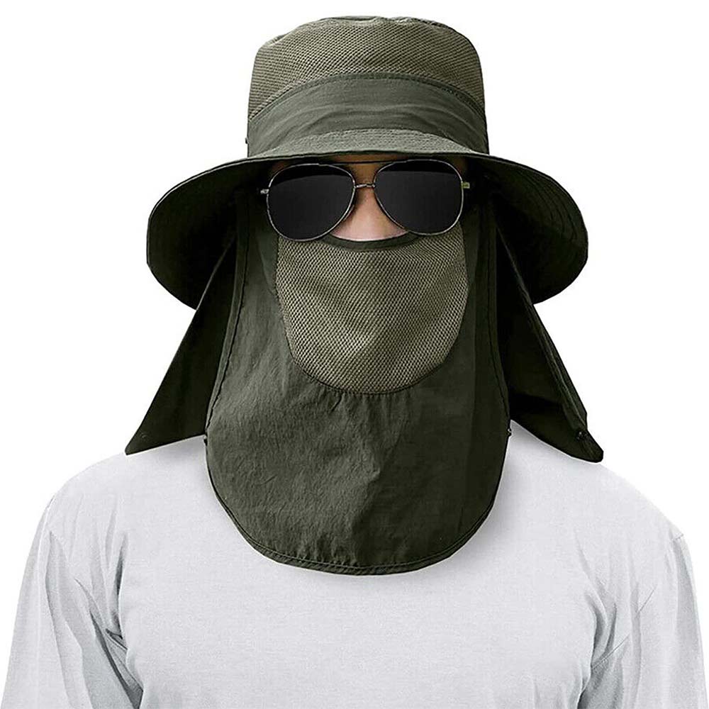 Outdoor Sun UV Protection Fishing Cap Neck Face Flap Hat Wide Brim Cover Summer