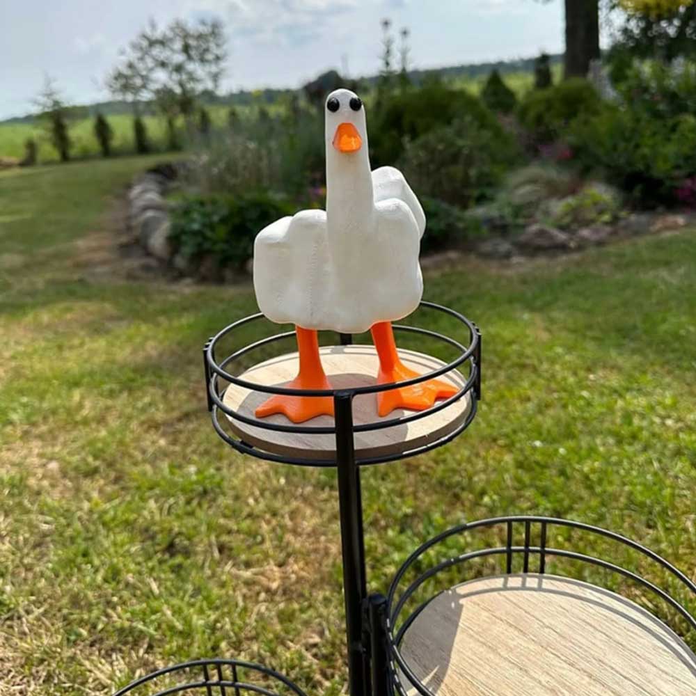 Cute Middle Finger Duck Craft 3D Funny Little Duck Resin Figurine Ornament Decor