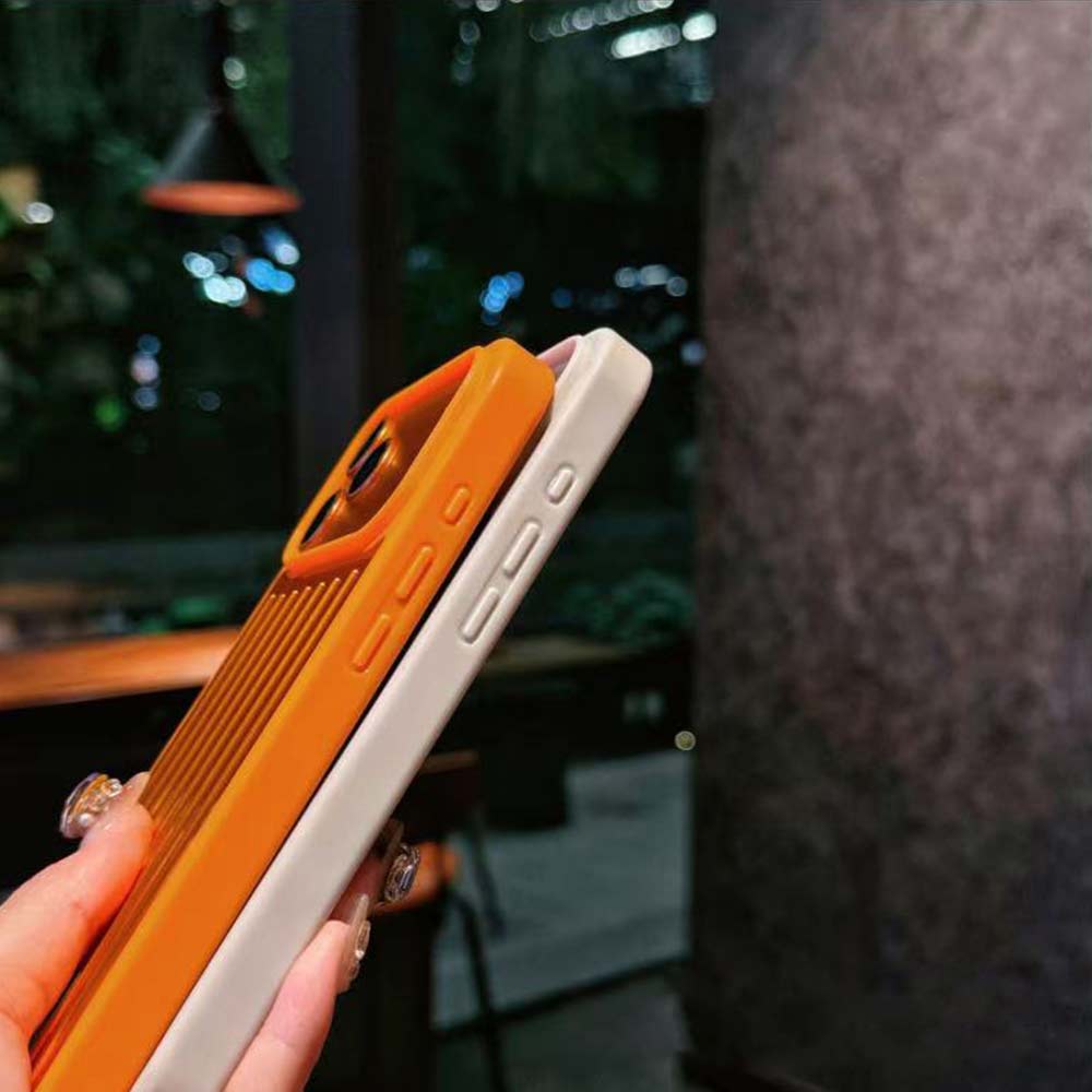 Orange Aluminum Phone Case for iPhone 17 Pro - Sleek Hard Cover with Grooved Design