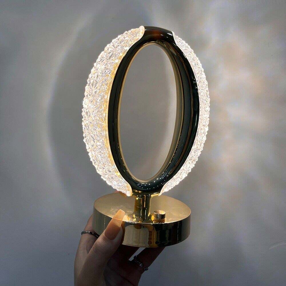 USB LED Crystal Table Lamp Touch Dimmable Bedside Night Light Bedroom Decor Gift