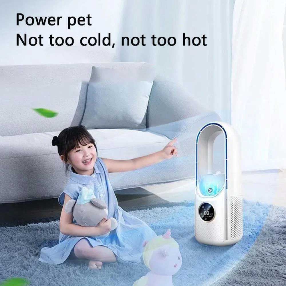 Portable Air 6 Speed Silent Timer Air Conditioner Cooler Leafless Electric Fan