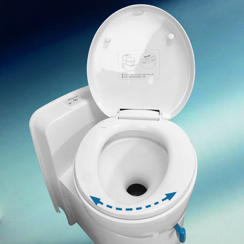 RV Caravan Toilet 3J-W5000 – Compact, Hygienic, Rotating Bowl, 17.2L Tank
