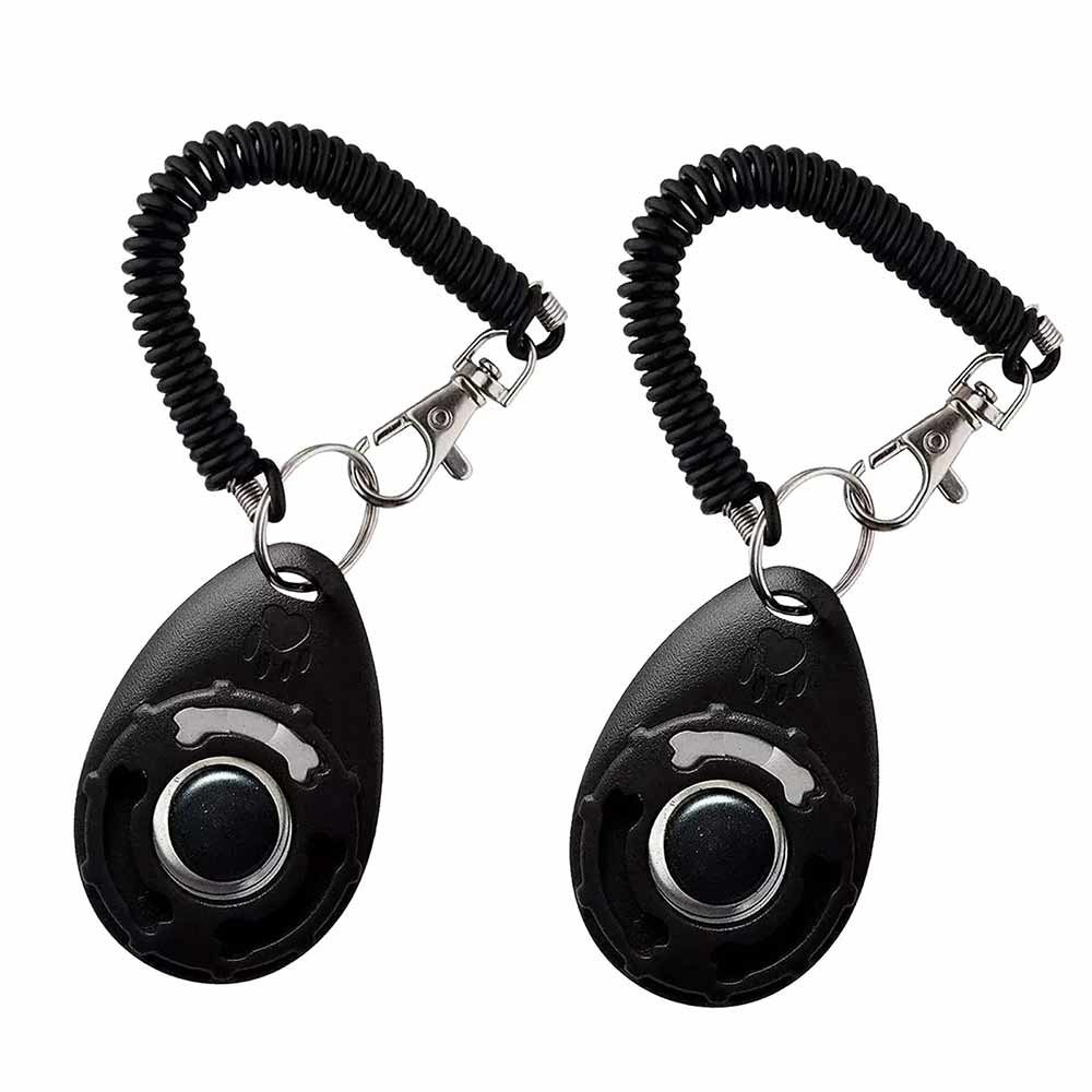 2PCS DOG PUPPY SCHOOL CLICKER Professional TRAINING AID Black Pet Trainer