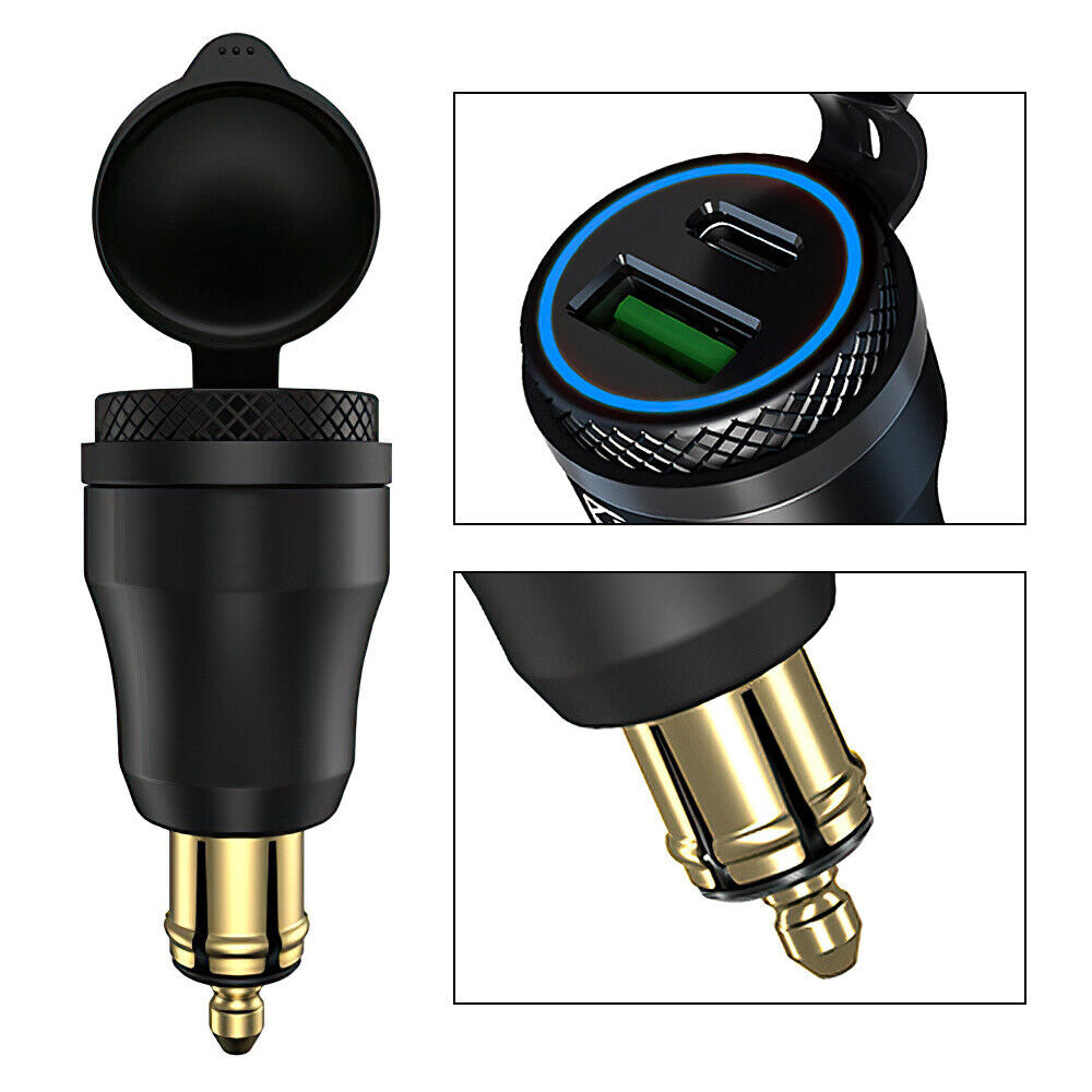 For BMW Ducati Triumph Motorcycle Dual USB Charger Hella DIN Type C Plug Sockets