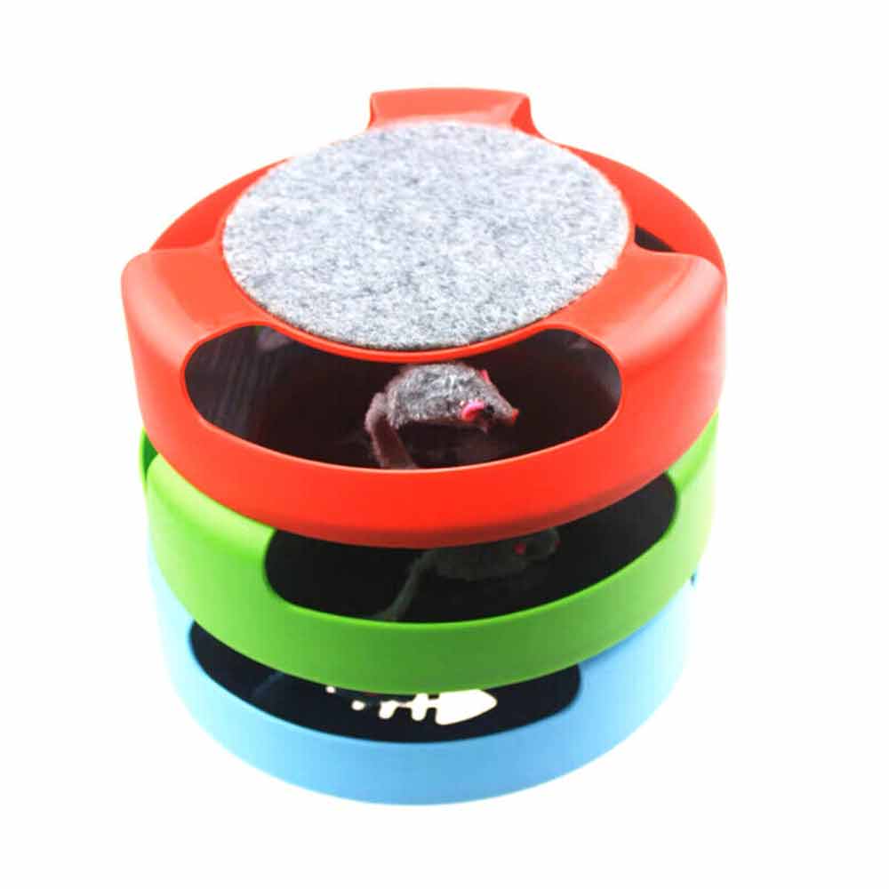 Cats Mouse Moving Catch Toy Interactive Cat Toys Indoor Cat Training Scratching Pad Round