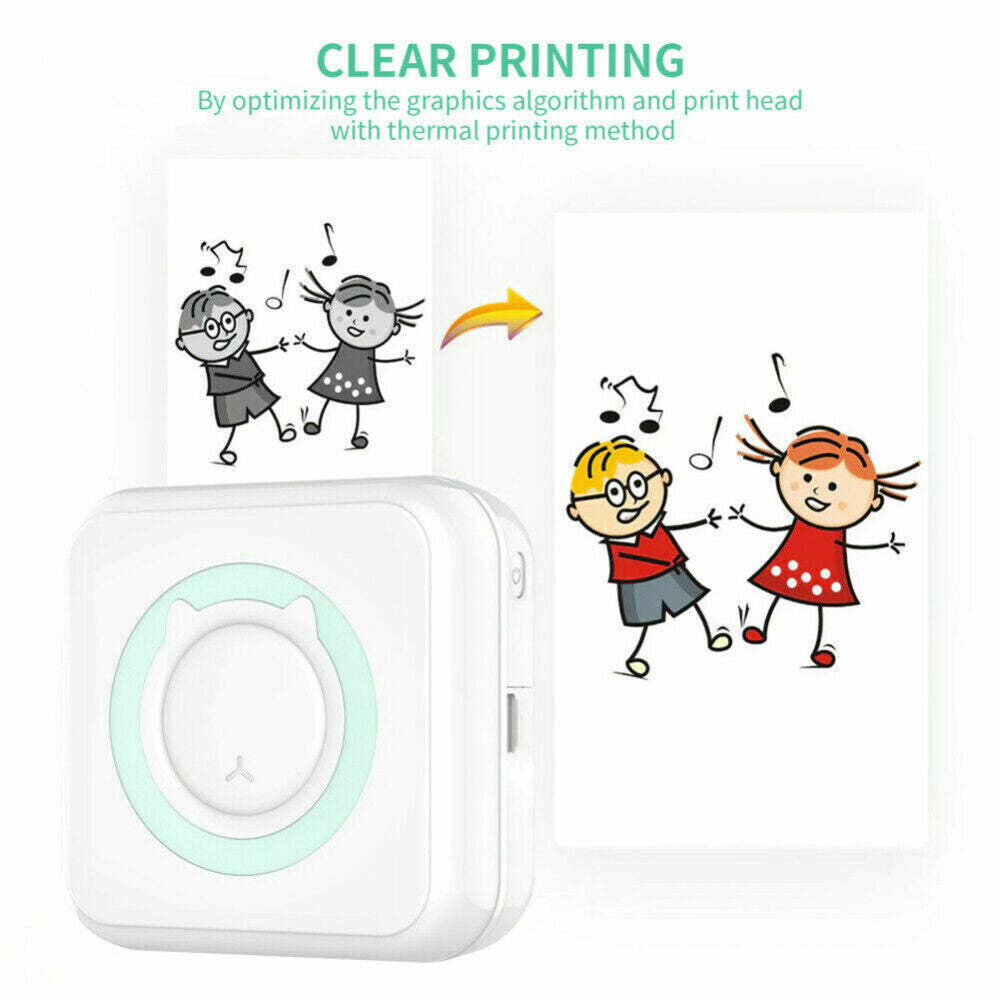 Mini Thermal Printer Sticker Bluetooth Photo Label Paper Inkless+ Rolls Paper