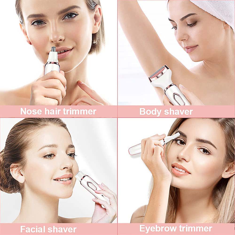 Cordless 4 in 1 Electric Lady Shaver Rechargeable Painless Razor Bikini Trimmer