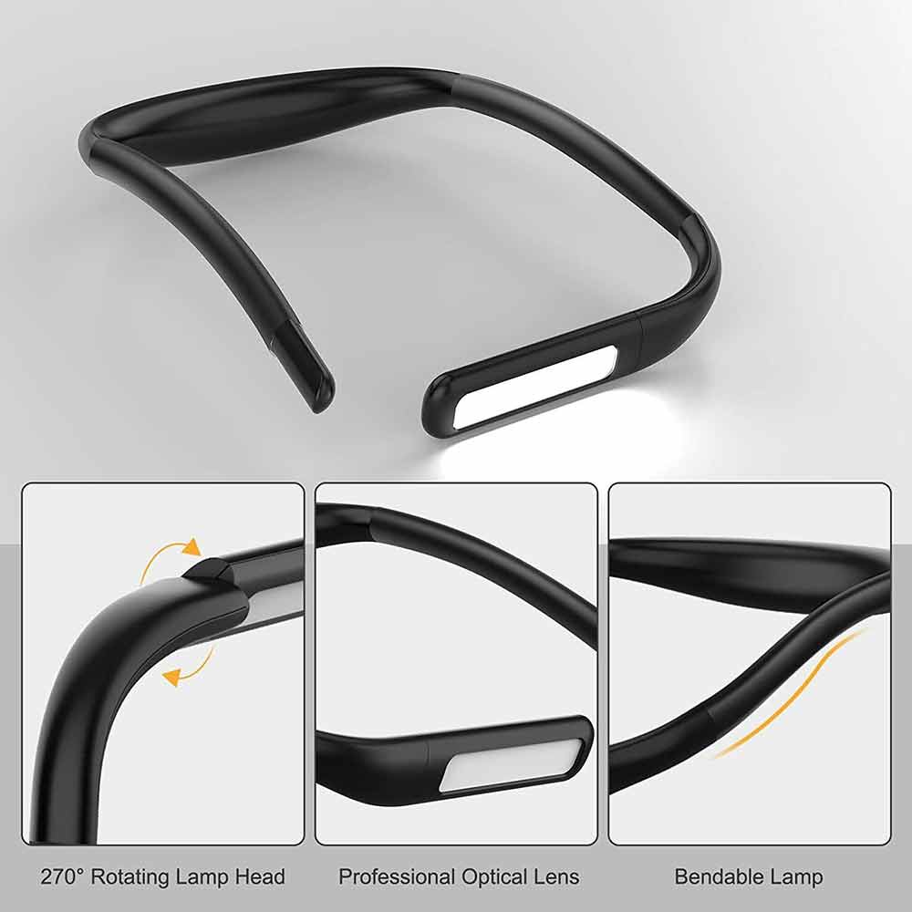LED Neck Reading Light Flexible USB Rechargeable Book Bed Night Lamp Hands Free