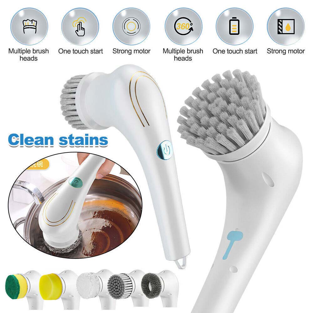 Electric Cordless Cleaning Brush Spin Scrubber Turbo Scrub Cleaner For Bathroom