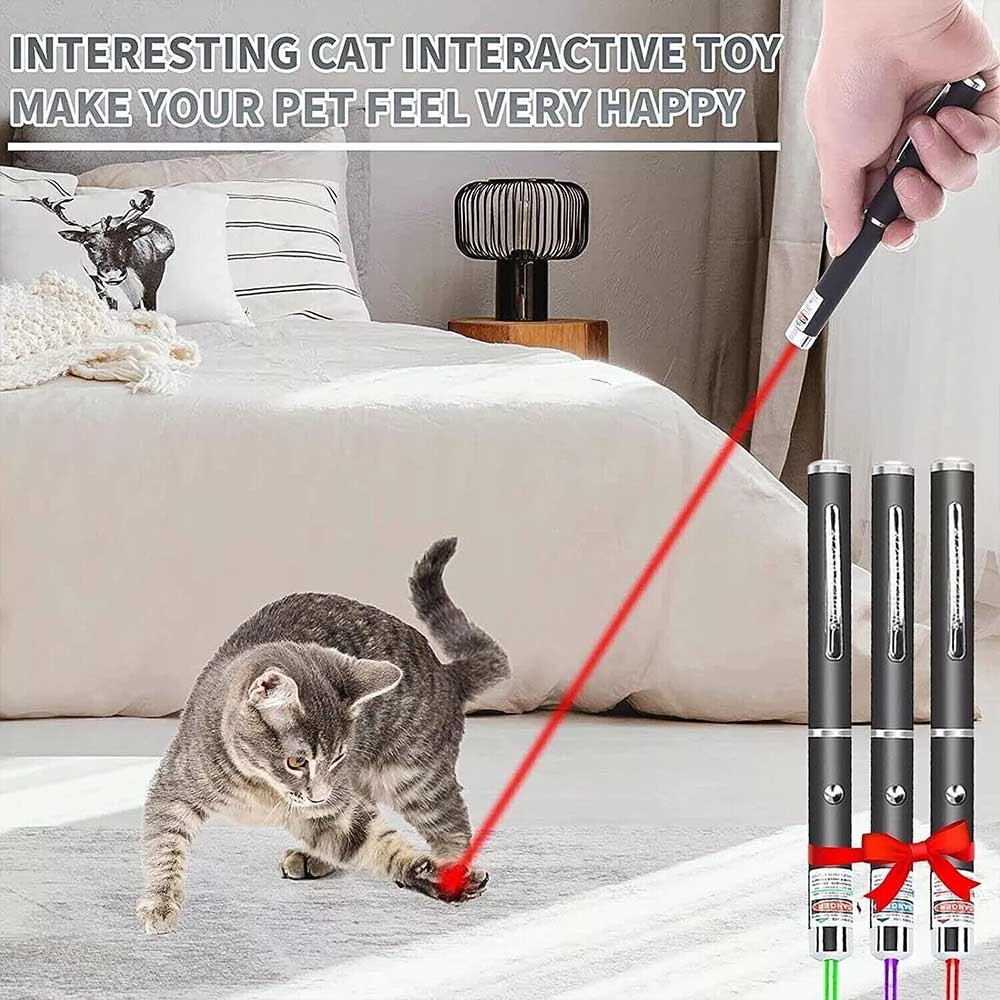 3x Laser Pointer Pen Green Purple Red Light Visible Beam For Cat Dog office Pet