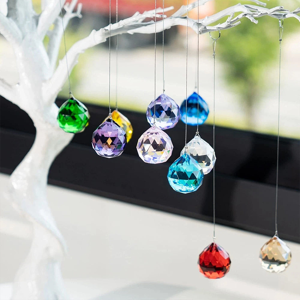 12X 20MM Crystal Sun Catcher Prism Pendant Suncatcher Rainbow Maker Window Hanging