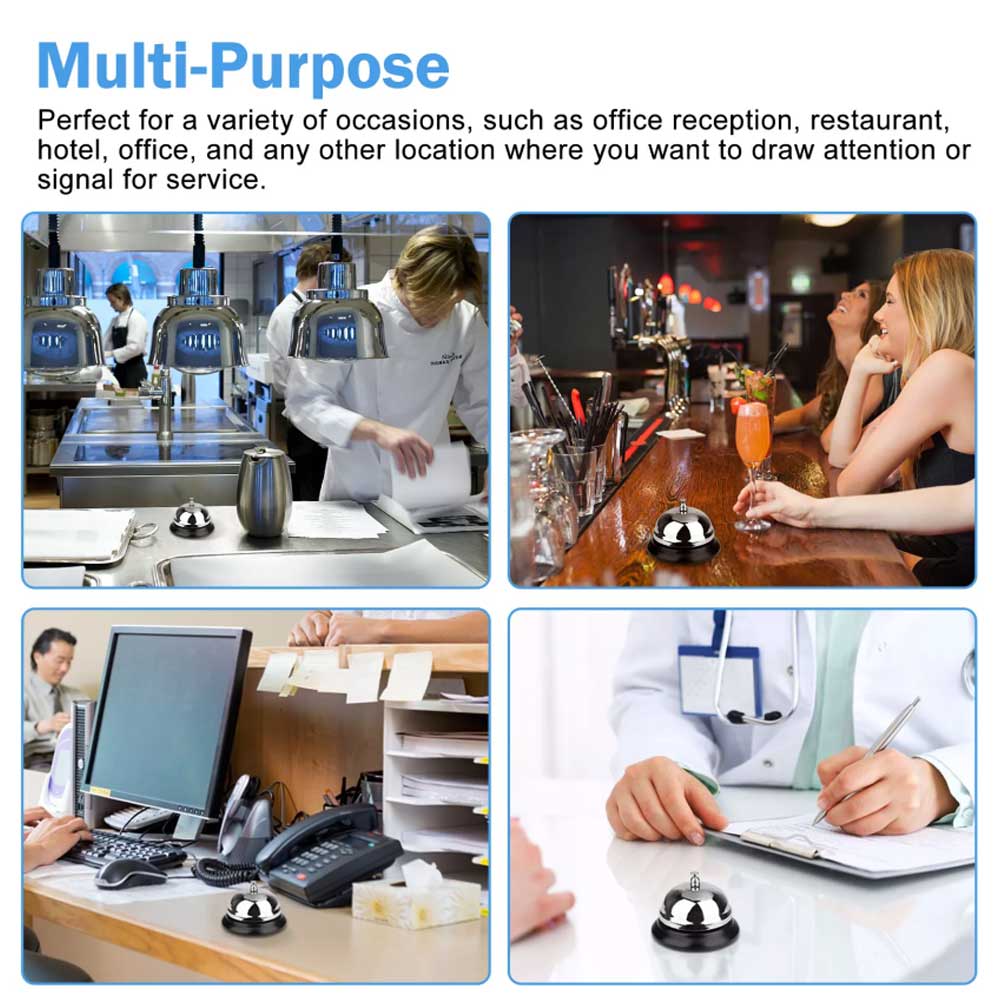2-Pack Customer Service Desk Call Bell – Loud Ring Counter Bell for Kitchen, Hotel, Office
