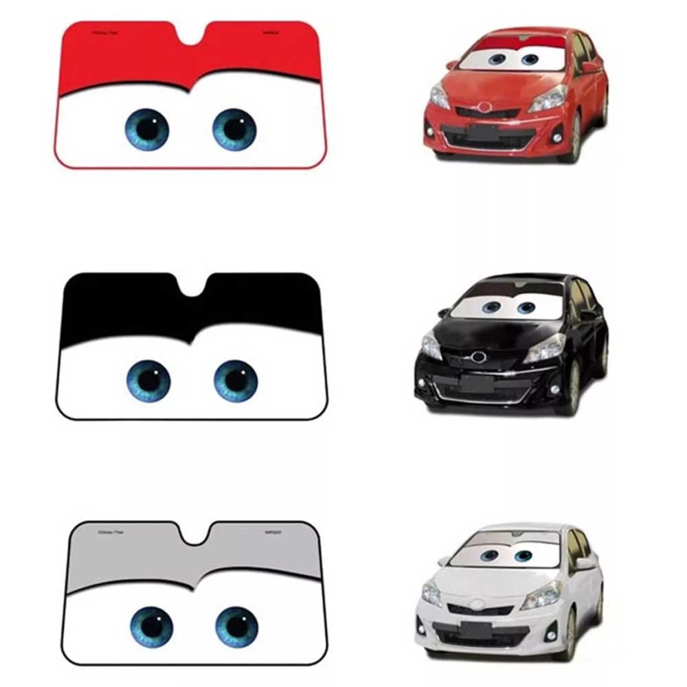 Cartoon Eye Car Windshield Sun Shade – Grey Face Design, 130x70cm UV Protection for SUV & Sedan