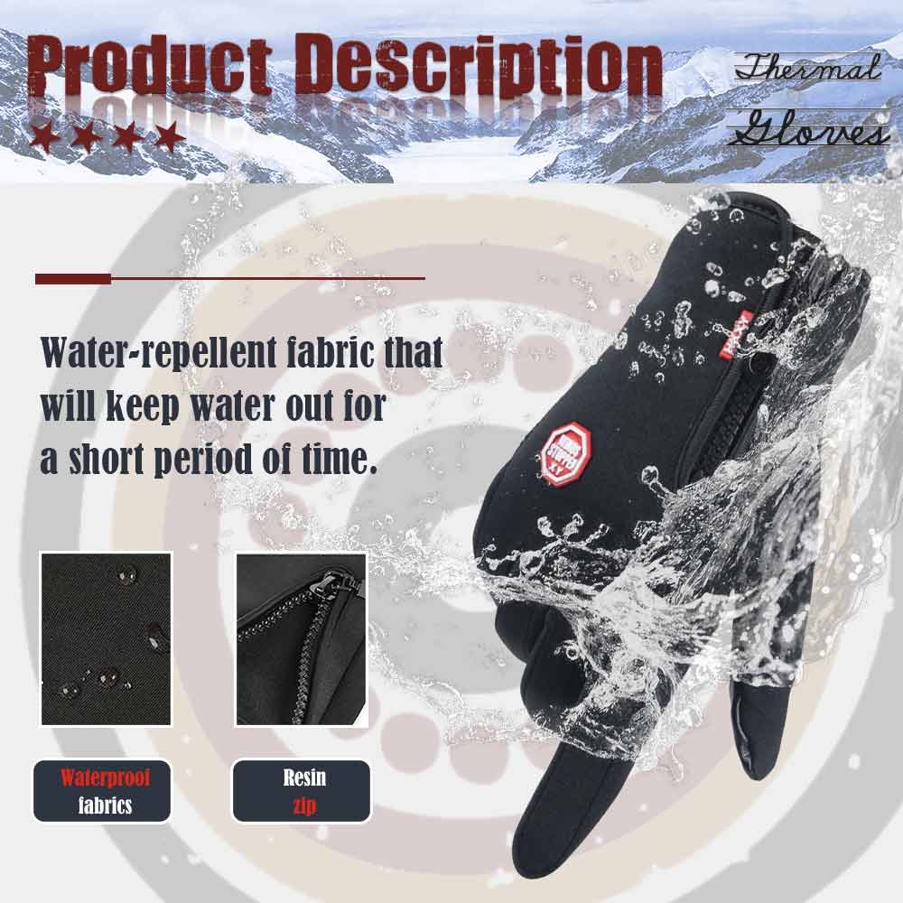 Windproof Touch Screen Ski Gloves Winter Warm Thermal Outdoor Sports Waterproof