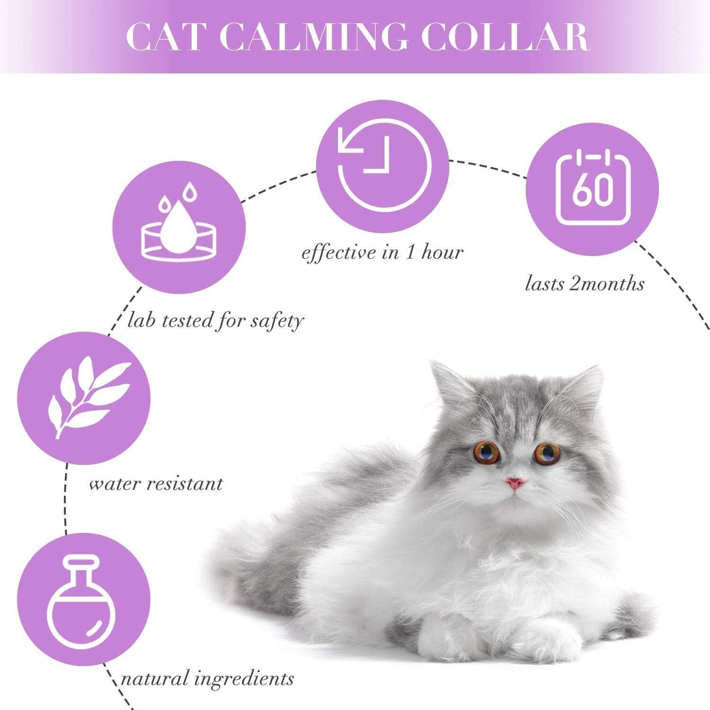 3 Pack Calming Collar for Cats, Cat Calming Collars, Natural Lavender Pheromone