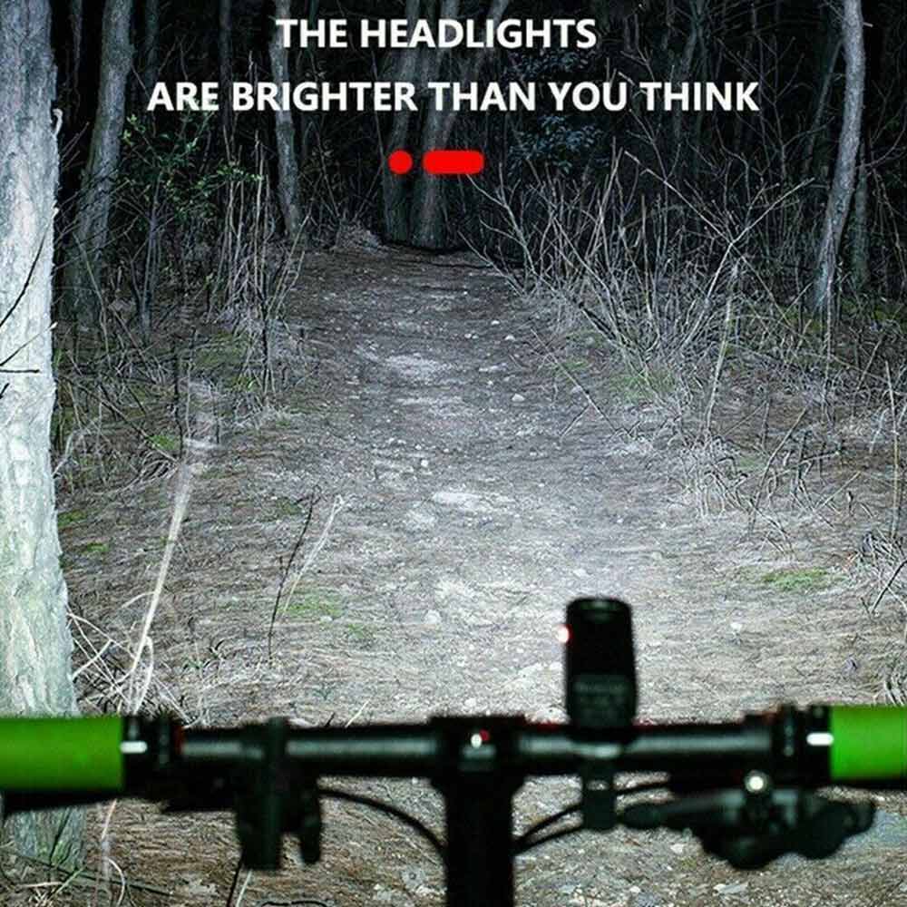 Rechargeable Bicycle Head Torch Front&Tail Kit Super Bright LED Mountain Bike Light