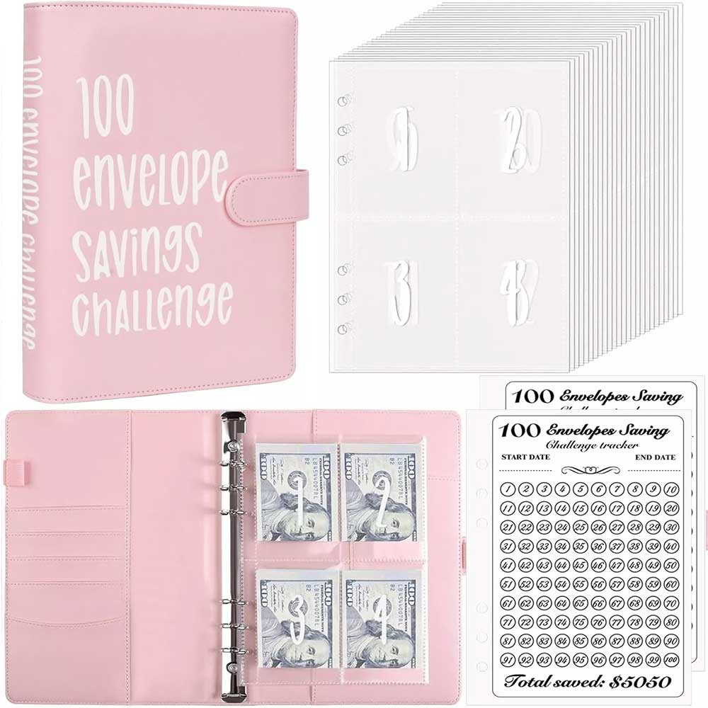 100 Envelope Challenge Budget Planner A5 Money Saving Cash Challenge Book
