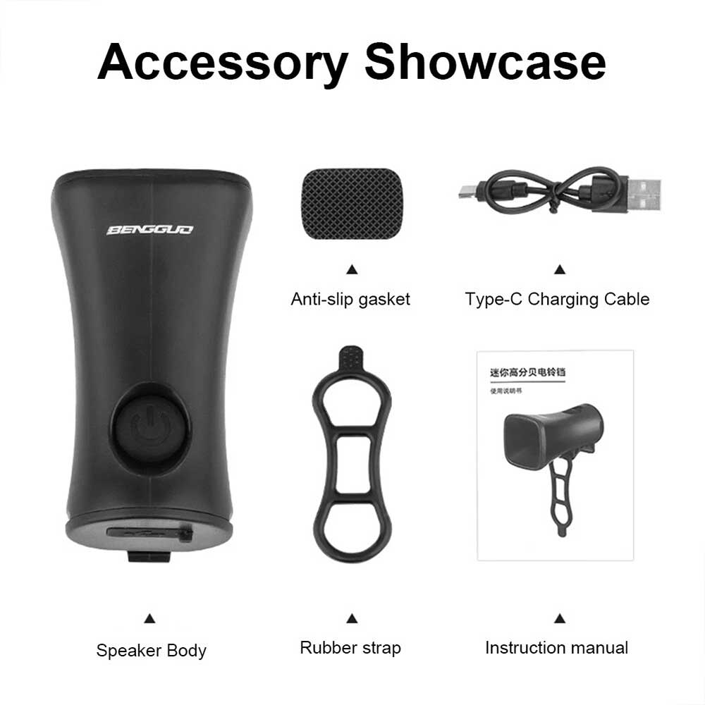 Electric Bike Horn Loud Cycling Horn Rechargeable 5 Sound Modes for Bike Scooter