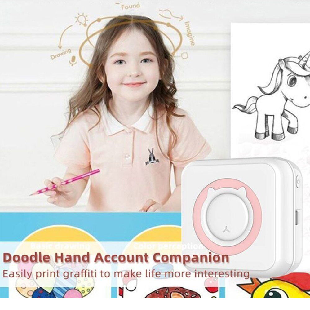 Mini Thermal Printer Sticker Bluetooth Photo Label Paper Inkless+ Rolls Paper