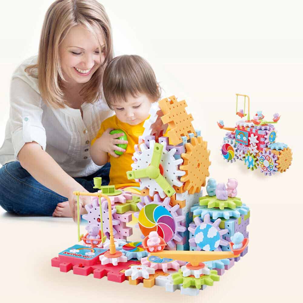 Educational Electric Gears Building Block Toys Creative Rotating STEM Toys Set for Boys Girls Kids