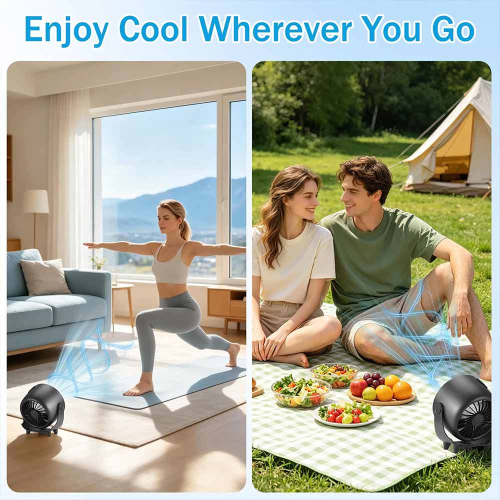 Rechargeable Misting Fan – USB Desktop Cooling Fan with Black Finish