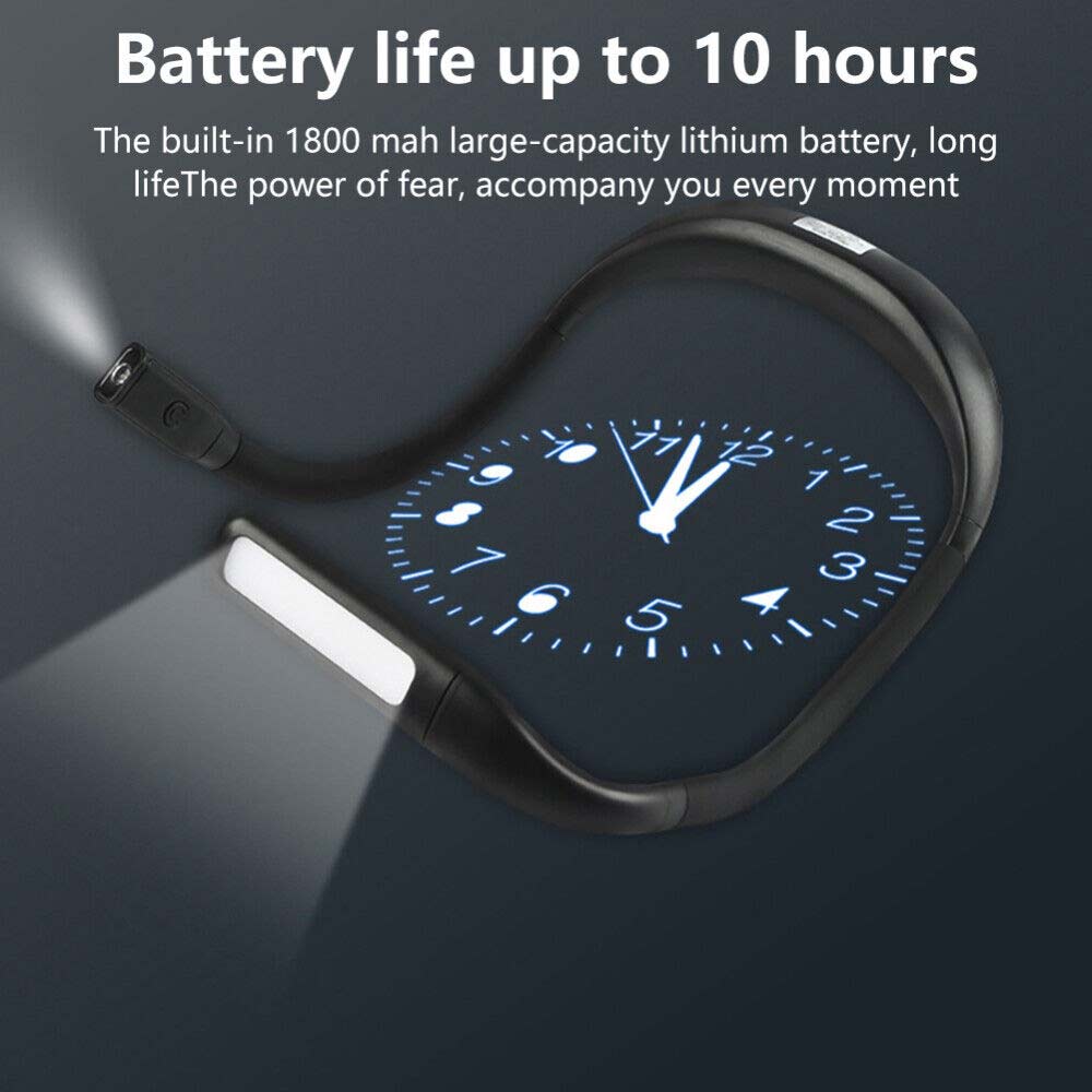 2000mah LED Neck Reading Light Flexible USB Rechargeable Hand Free Bed Nigh Lamp