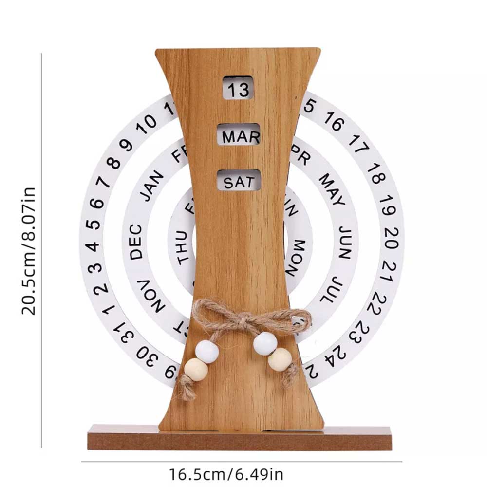 Creative Desk Calendar Manual Rotatable Calendar Wooden Desk Calendar Reusable