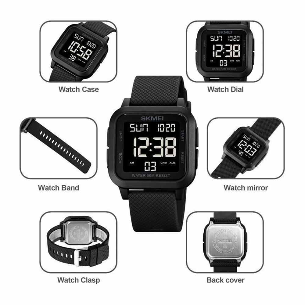 SKMEI-1894 Digital Mens Sports Watch Waterproof Resistant Casual MilitaryWatches