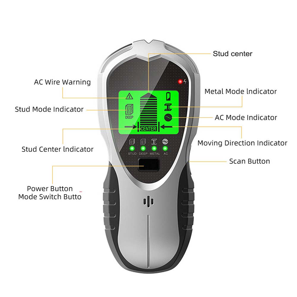 5 in 1 LCD Stud Finder Pipe Sensor Metals Wire Detector Electric Wall Scanner