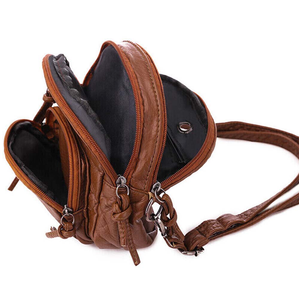 Hot Women PU Leather Crossbody Bag Small Multi Layer Large Capacity Phone Bag
