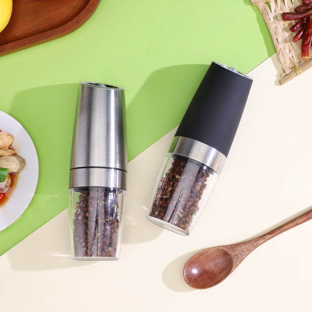 Electric Pepper Mill Salt Shakers Gravity Automatic Grinder Battery-Operated LED