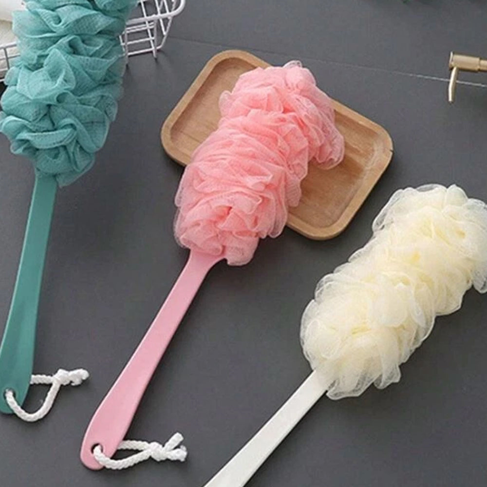 Long Handle Bath Brush Soft Mesh Sponge Back Scrubber Body Puff Shower Loofah