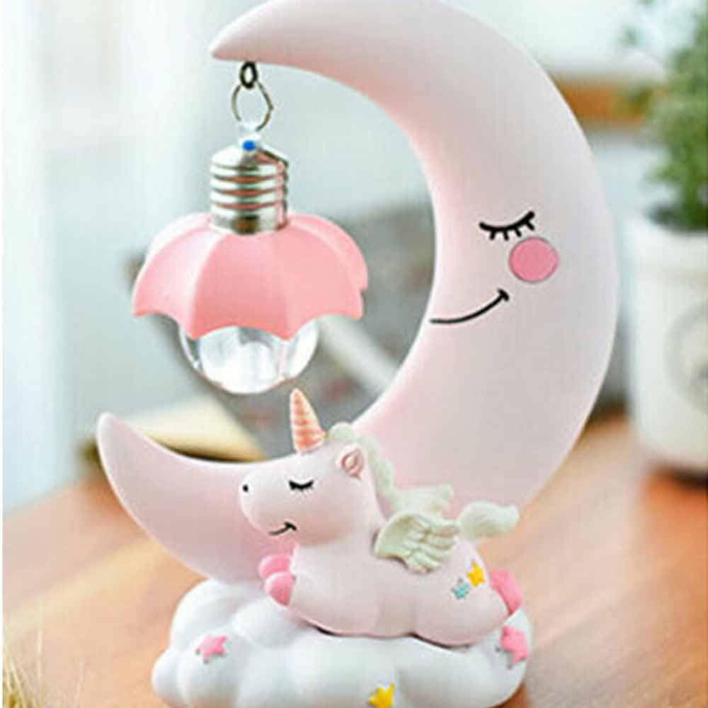 LED 3D Unicorn Bedside Desk Lamp Night Light Moon Lights Boys Girls Kids Bedroom