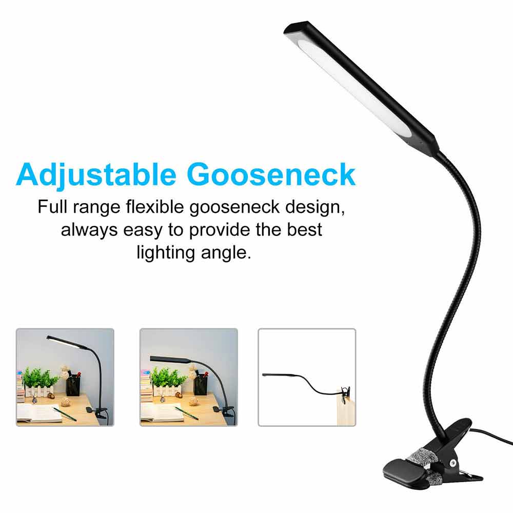 Flexible Clamp Reading Light USB Clip On Desk Lamp LED Bed Table Bedside Night