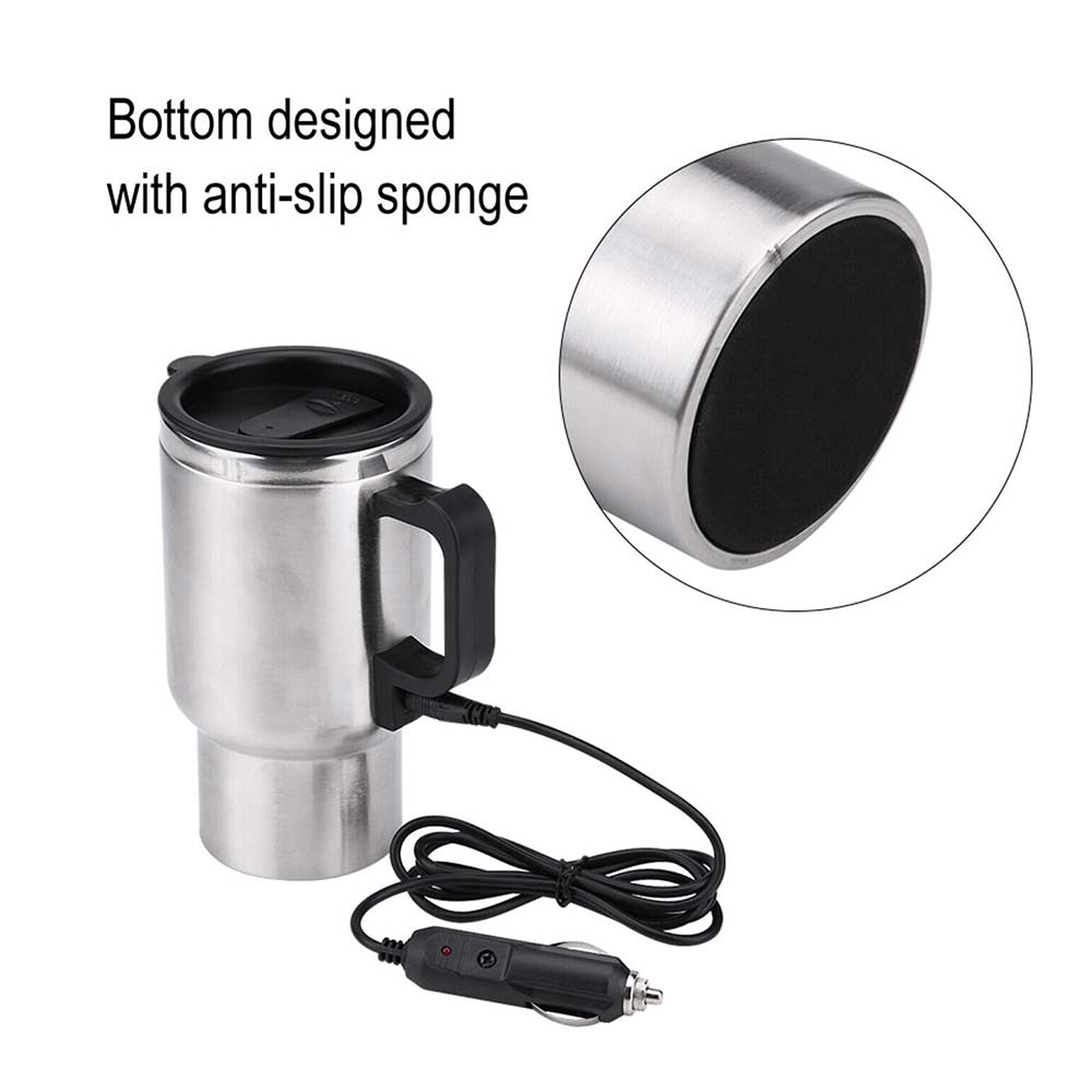 12V Car Electric Kettle Heating Cup Coffee Tea Mug Pot Stainless Steel Bottle