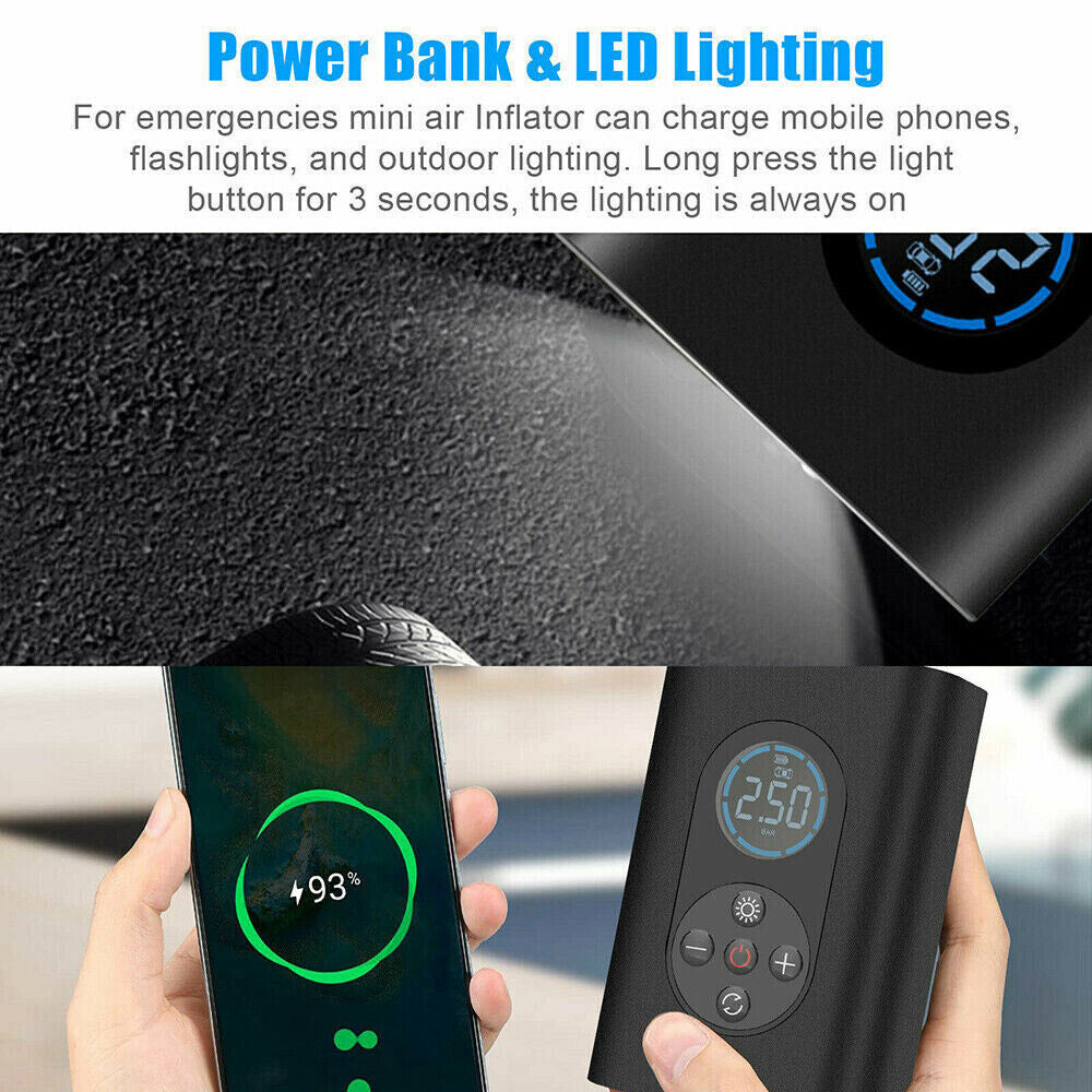 Cordless Air Compressor Tyre Inflator Car Bike Ball Motorcycle Electric Pump