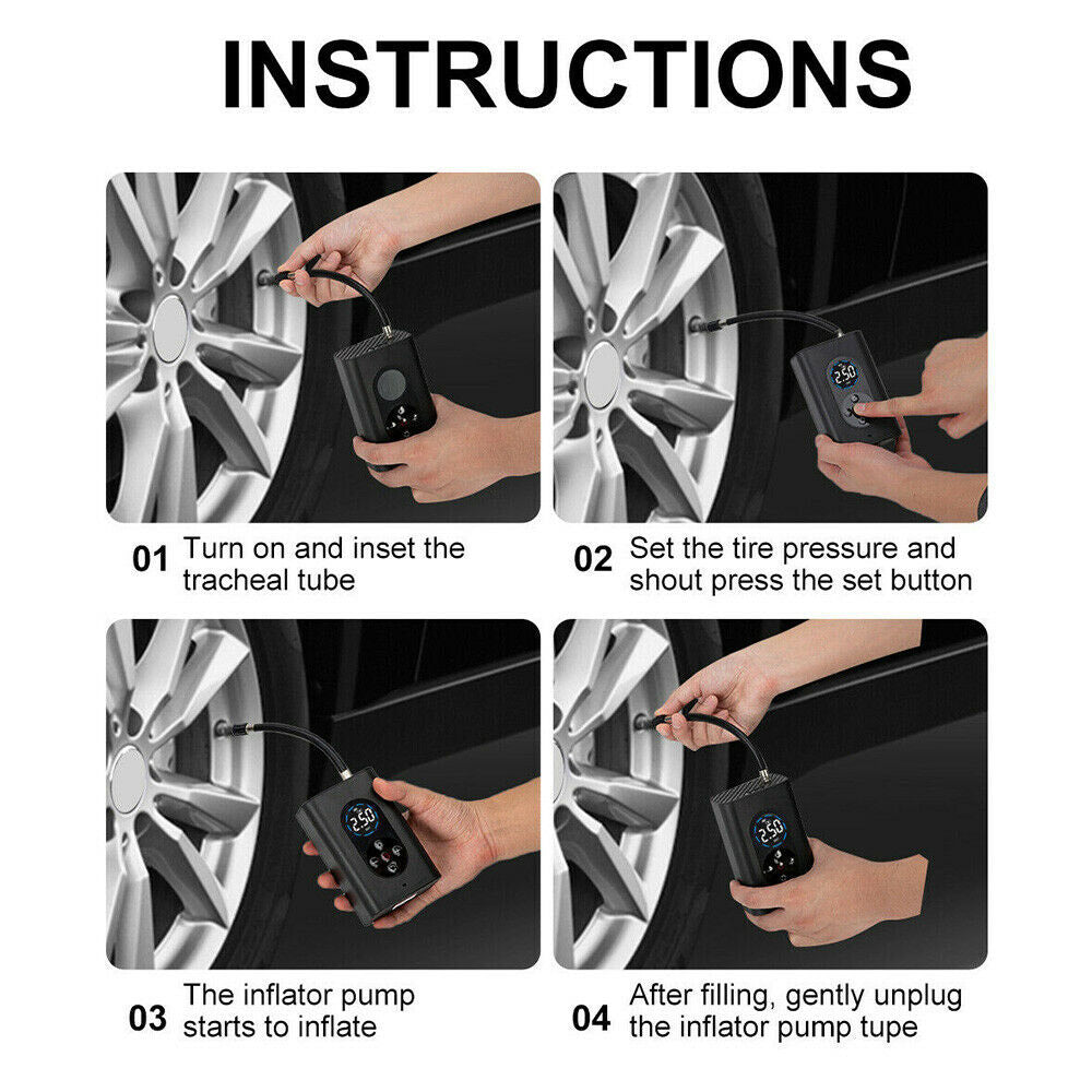 Cordless Air Compressor Tyre Inflator Car Bike Ball Motorcycle Electric Pump